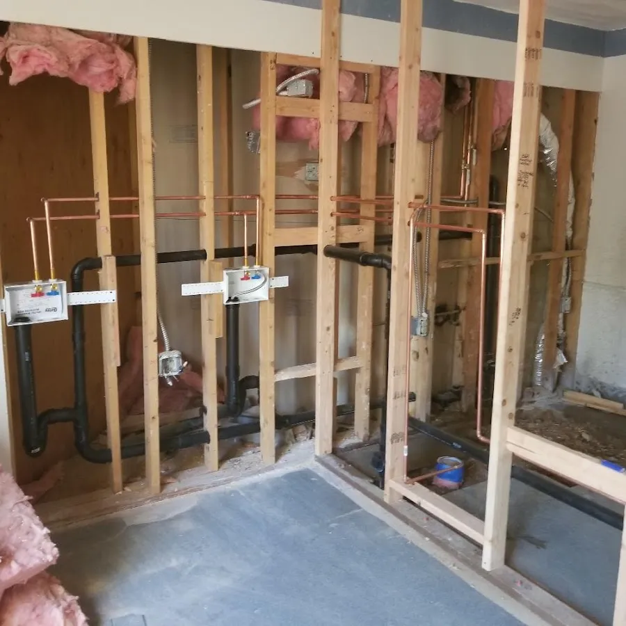 Copper pipe rough-in and plumbing installation in Sugar Land